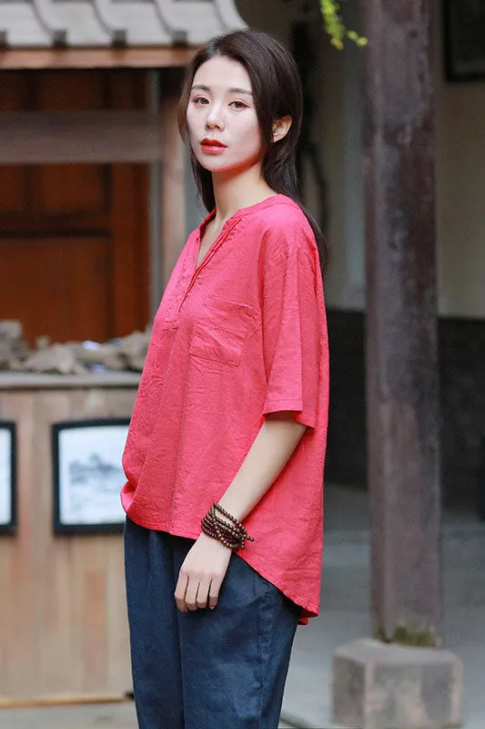 Simple retro top for women J009-20