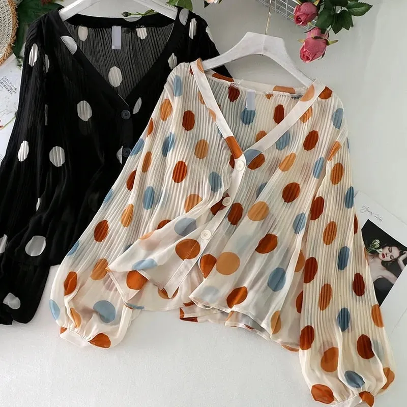 sleeve Polka dot Shirts