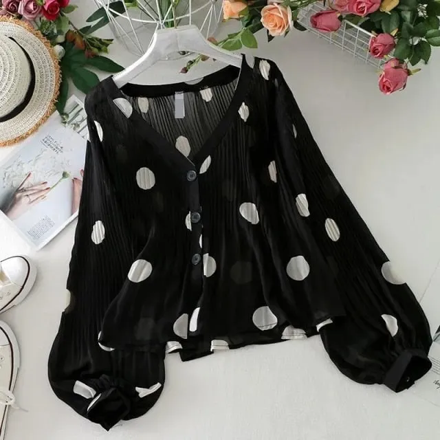 sleeve Polka dot Shirts