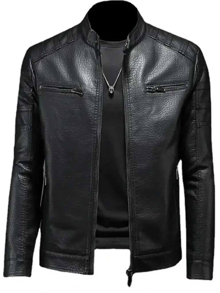 Slim Fit Black Biker Leather Jacket