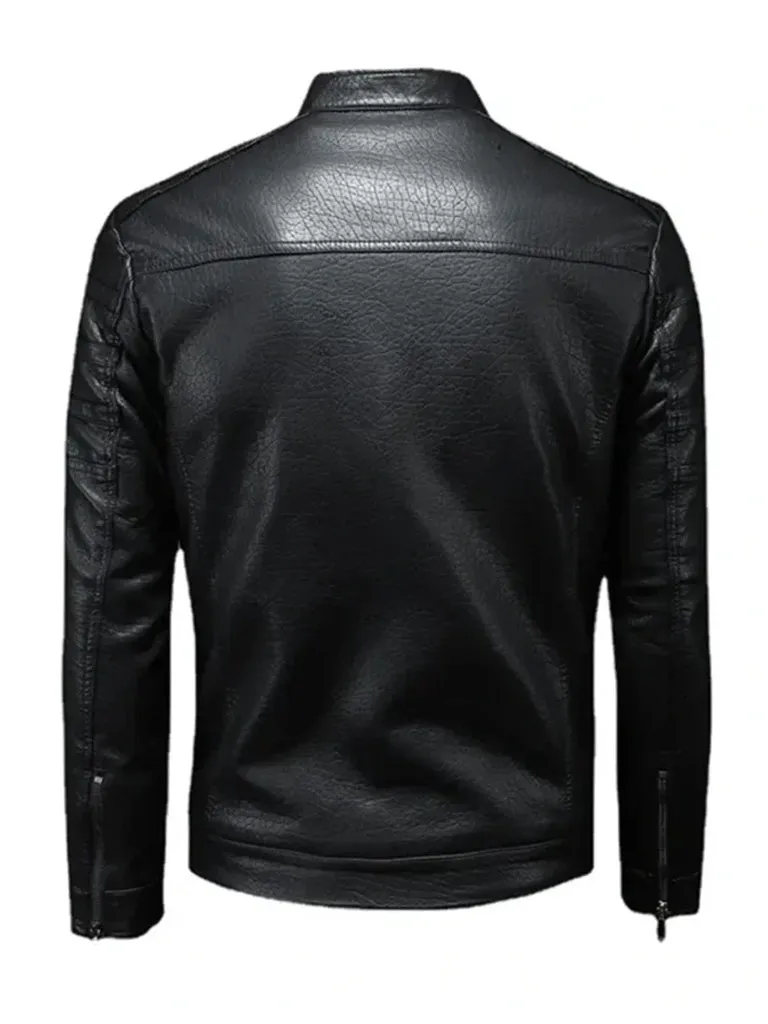 Slim Fit Black Biker Leather Jacket