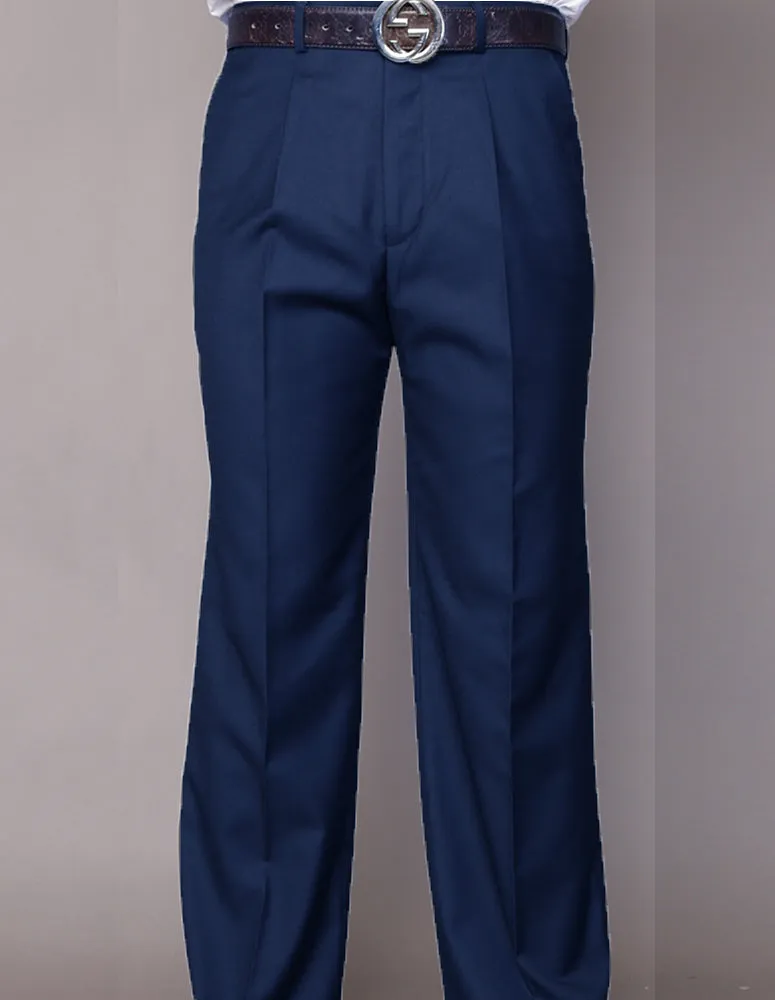 SLIM FIT FLAT FRONT DRESS PANTS, SUPER 150'S ITALIAN FABRIC | PA-200A-Indigo