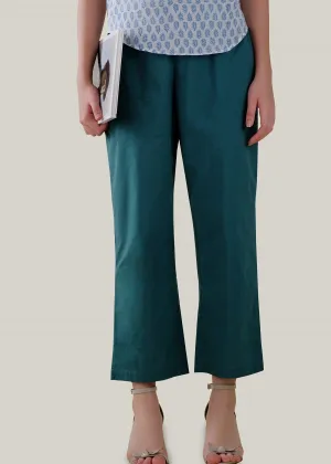 Teal Blue Regular Cotton Loose Pant