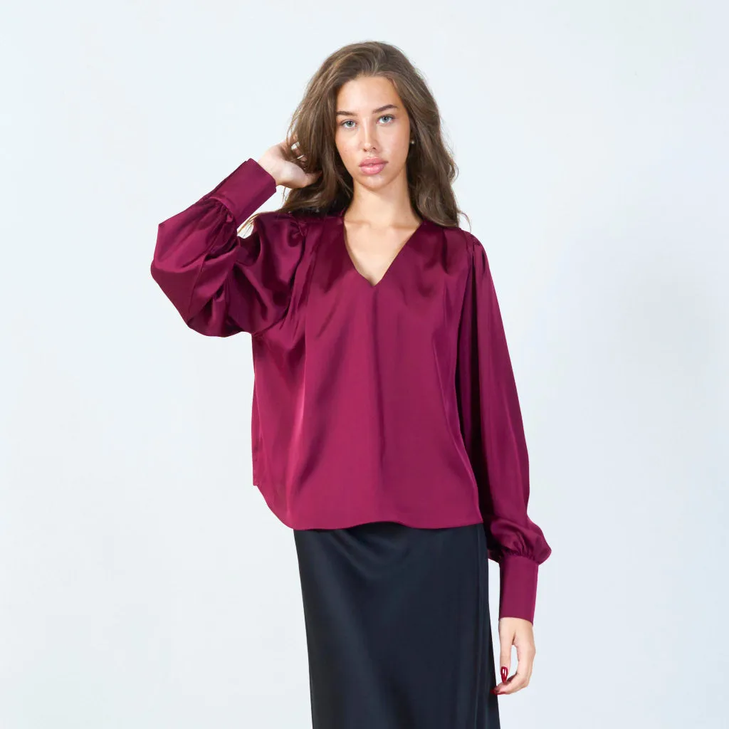 V-neck long sleeve blouse wholesale