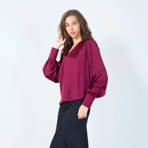 V-neck long sleeve blouse wholesale