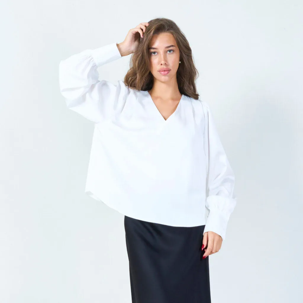 V-neck long sleeve blouse wholesale