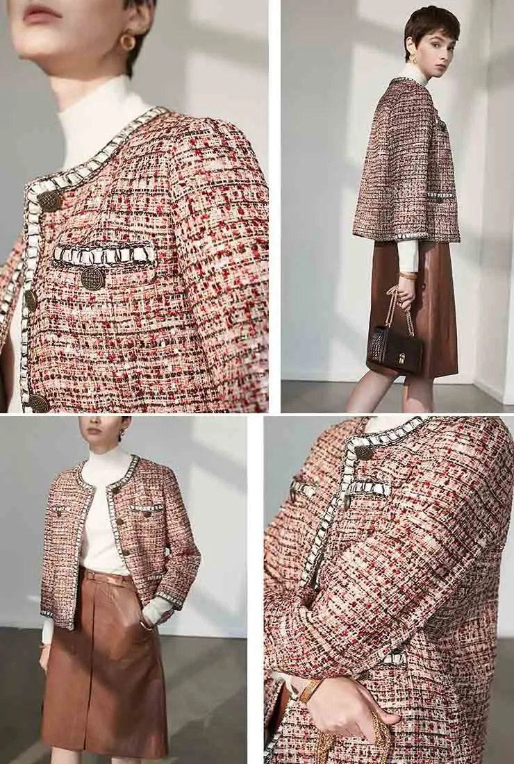 Vintage Women's Classic Red Tweed Jacket