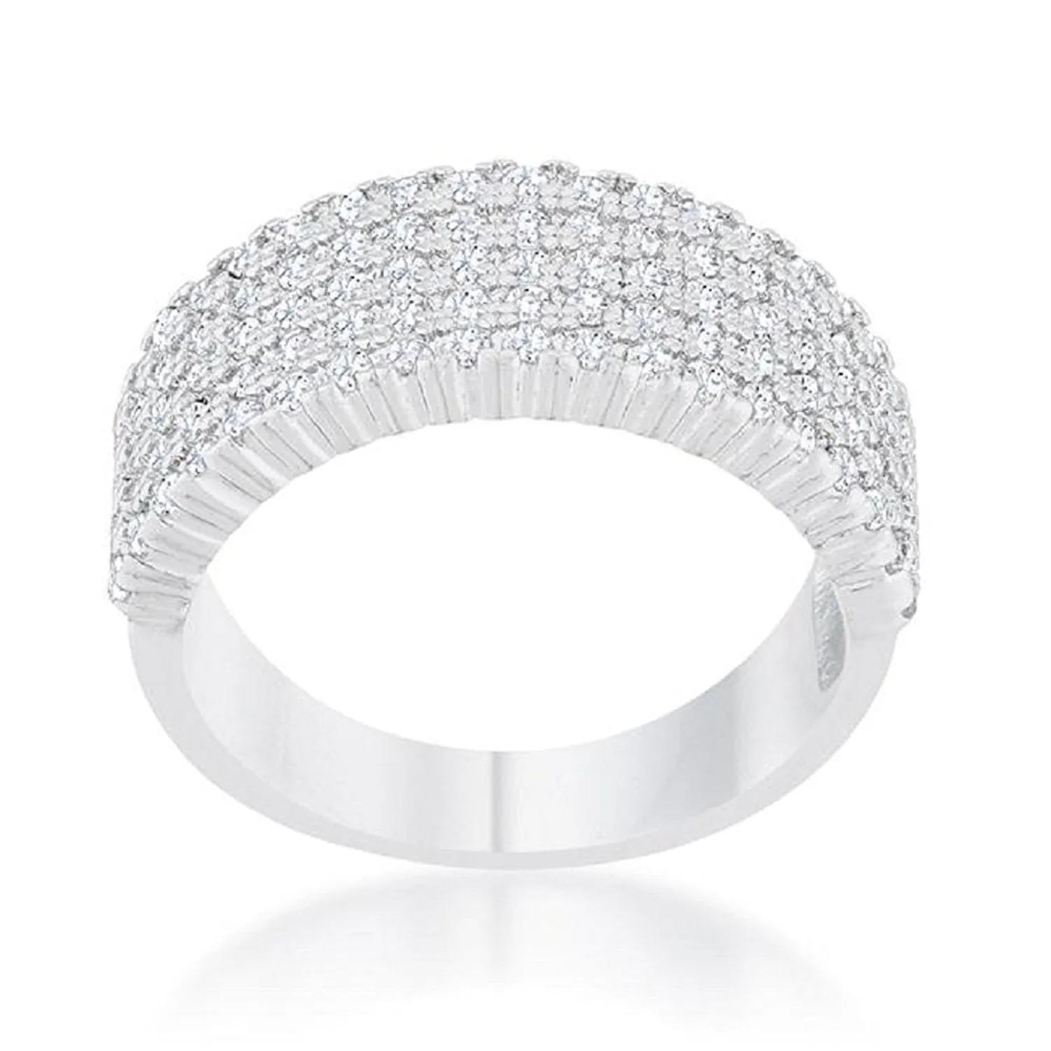 WildKlass 1ct CZ Rhodium Plated Wide Ring