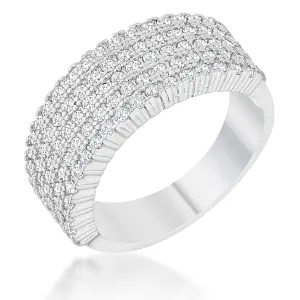 WildKlass 1ct CZ Rhodium Plated Wide Ring