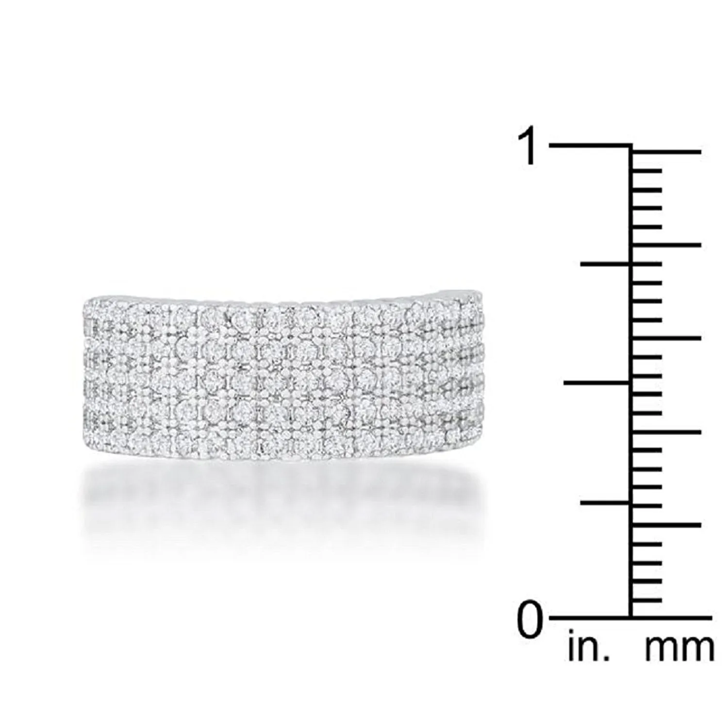 WildKlass 1ct CZ Rhodium Plated Wide Ring