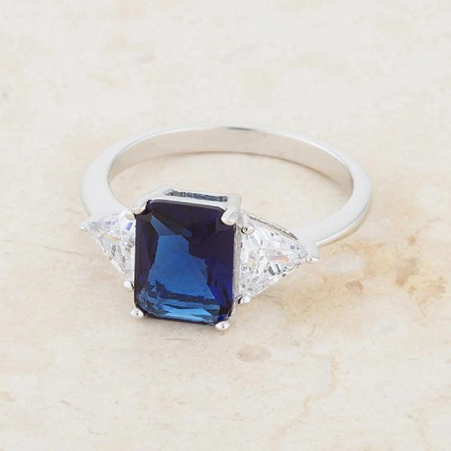 WildKlass Classic Sapphire Rhodium Plated Engagement Ring