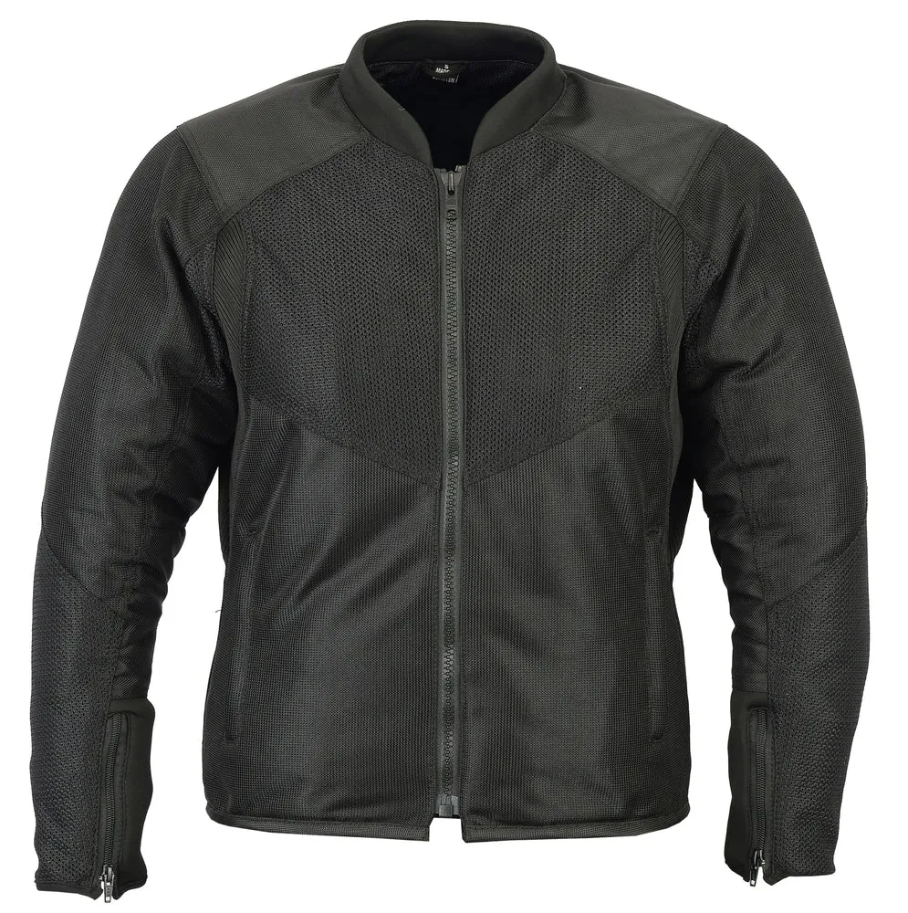 Women's Black Sporty Mesh Motorcycle Jacket with Removable Padding