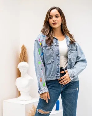 Women's Blue Denim Light Jacket - Stylish Casual Outerwear - Versatile Tops & Coats - Made in Egypt